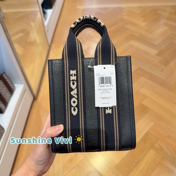 NWT Coach Smith Mini Tote Bag CCF80 pebbled leather/Gold/Black Multi - Picture 3 of 6